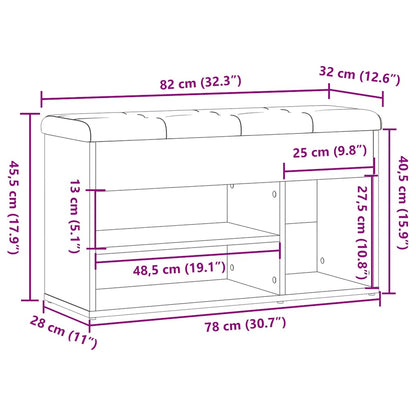 Skoskap Skohylle Skobenk Gammelt Tre 82x32x45,5 cm