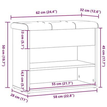 Sittebenk Skohylle Artisan Eik 62x32x50 cm