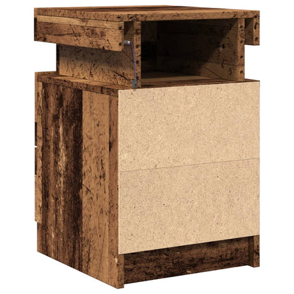 Nattbord Sengbord Gammelt Tre med LED 35x39x55 cm
