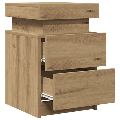Nattbord 2 stk med LED artisan eik 35x39x55 cm konstruert tre