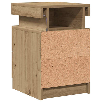 Nattbord 2 stk med LED artisan eik 35x39x55 cm konstruert tre