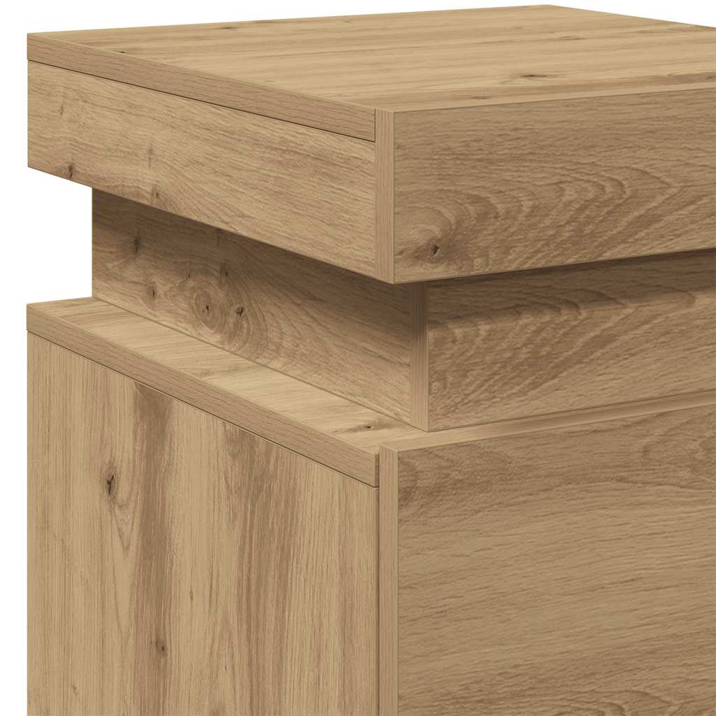 Nattbord 2 stk med LED artisan eik 35x39x55 cm konstruert tre