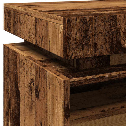 Nattbord Sengbord Gammelt Tre med LED 40x39x48,5 cm