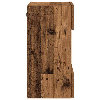 Vegghengte skap med LED-lys for TV 2 stk gammelt tre 40x30x60,5 cm