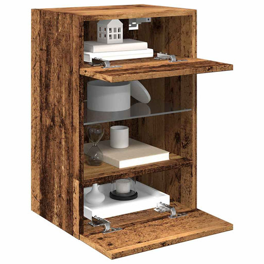 TV-Møbel Gammelt Tre Tv-benker med LED 2 stk 40x30x60,5 cm