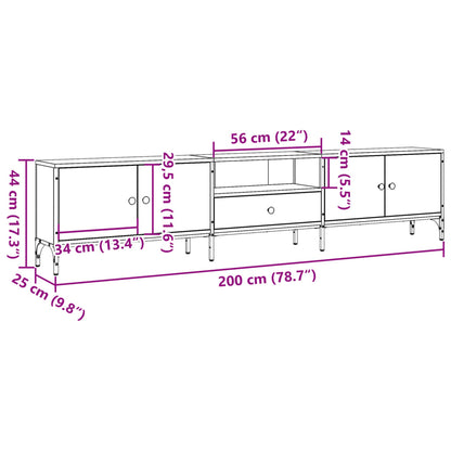 TV-Møbel Gammelt Tre TV-benk med skuff 200x25x44 cm