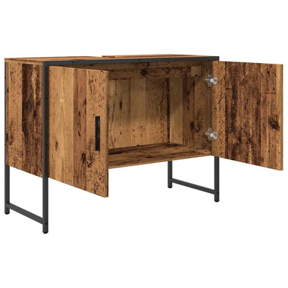 Baderomsvaskskap gammelt tre 80x33x60 cm konstruert tre