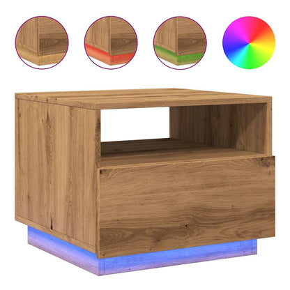 Salongbord Sofabord Artisan Eik med LED-lys 50x49x40 cm