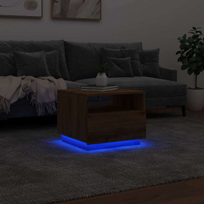 Salongbord Sofabord Artisan Eik med LED-lys 50x49x40 cm
