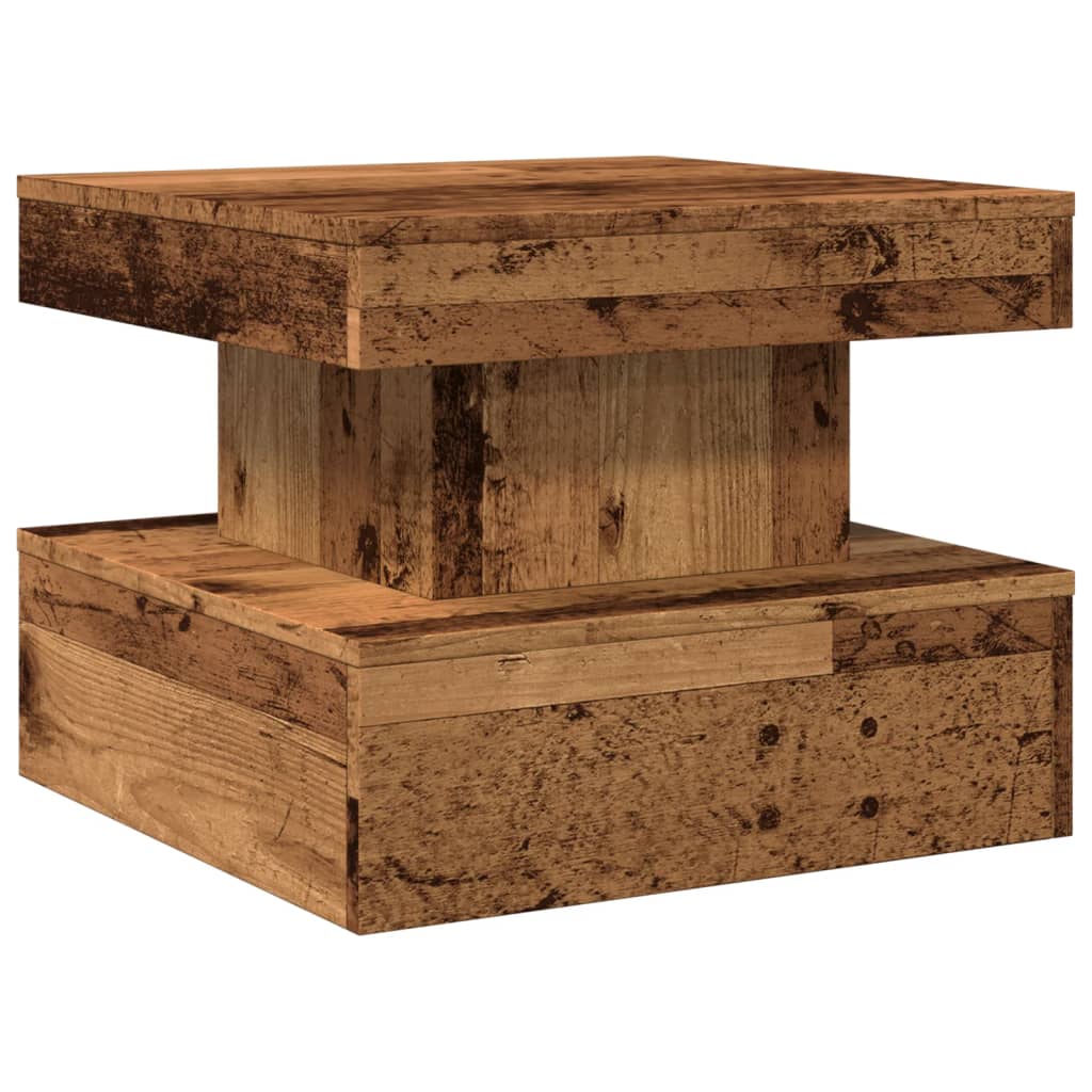 Salongbord Sofabord Gammelt Tre med LED-lys 50x50x40 cm