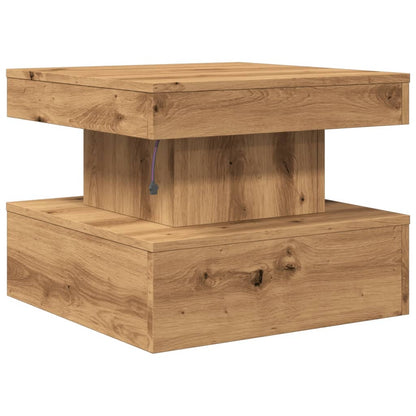 Salongbord Sofabord Artisan Eik med LED-lys 50x50x40 cm