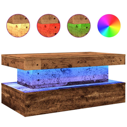 Salongbord Sofabord Gammelt Tre med LED-lys 90x50x40 cm