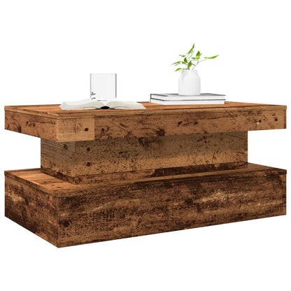 Salongbord Sofabord Gammelt Tre med LED-lys 90x50x40 cm