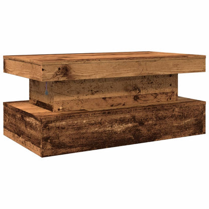 Salongbord Sofabord Gammelt Tre med LED-lys 90x50x40 cm