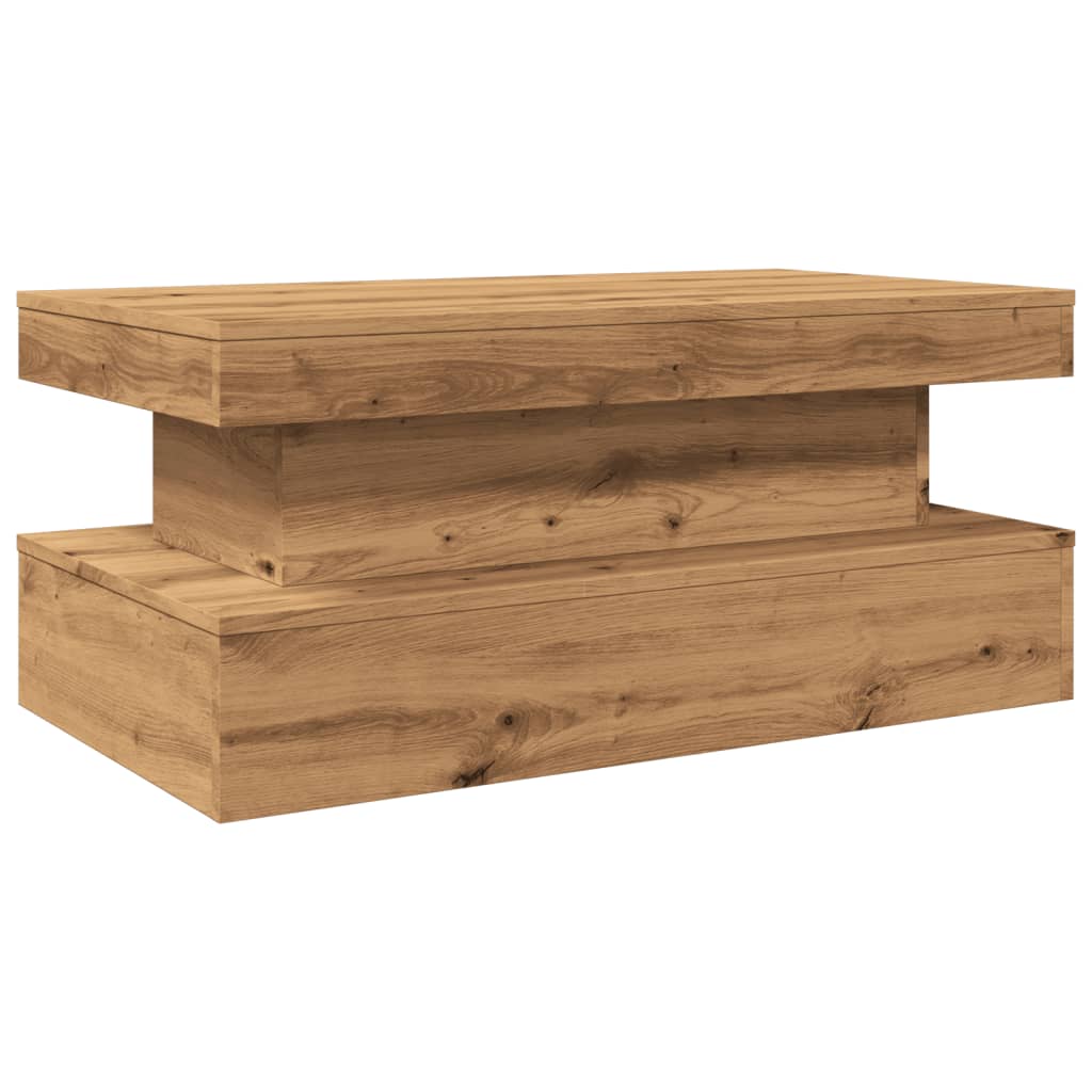 Salongbord Sofabord Brun med LED-lys 90x50x40 cm