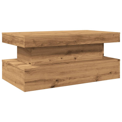 Salongbord Sofabord Brun med LED-lys 90x50x40 cm