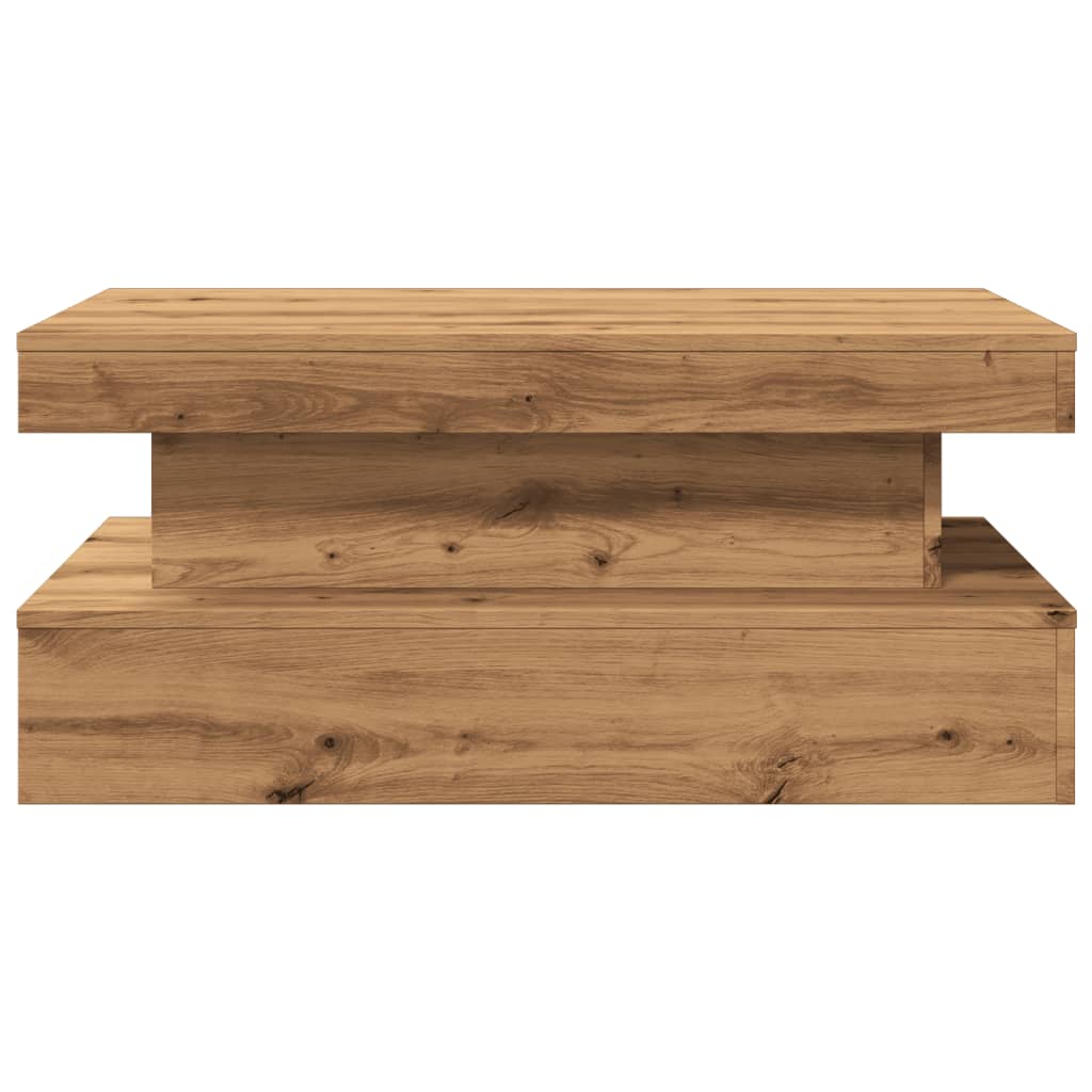 Salongbord Sofabord Brun med LED-lys 90x50x40 cm