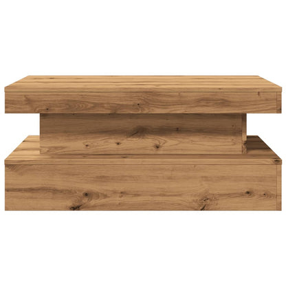 Salongbord Sofabord Brun med LED-lys 90x50x40 cm