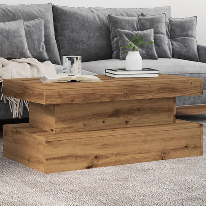 Salongbord Sofabord Brun med LED-lys 90x50x40 cm