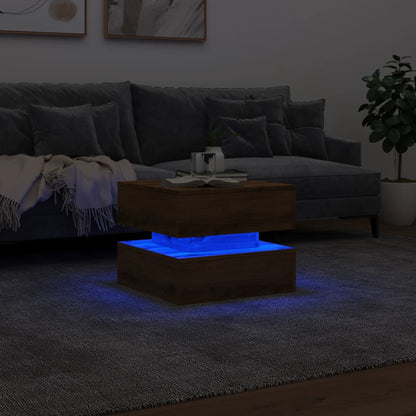 Salongbord Sofabord Artisan Eik med LED-lys 50x50x40 cm