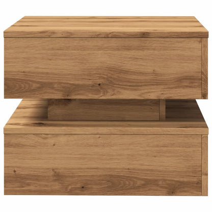 Salongbord Sofabord Artisan Eik med LED-lys 50x50x40 cm