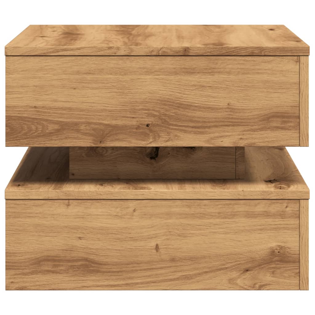 Salongbord Sofabord Artisan Eik med LED-lys 50x50x40 cm