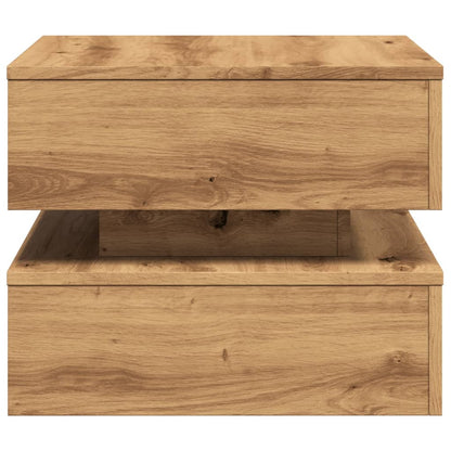 Salongbord Sofabord Artisan Eik med LED-lys 50x50x40 cm