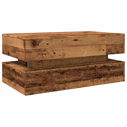 Salongbord Sofabord Gammelt Tre med LED-lys 90x50x40 cm