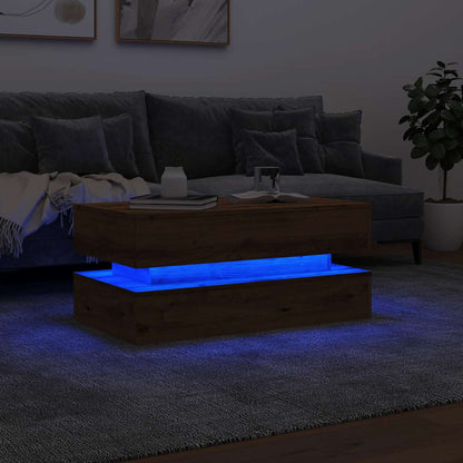 Salongbord Sofabord Artisan Eik med LED-lys 90x50x40 cm