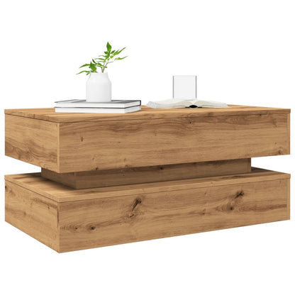 Salongbord Sofabord Artisan Eik med LED-lys 90x50x40 cm