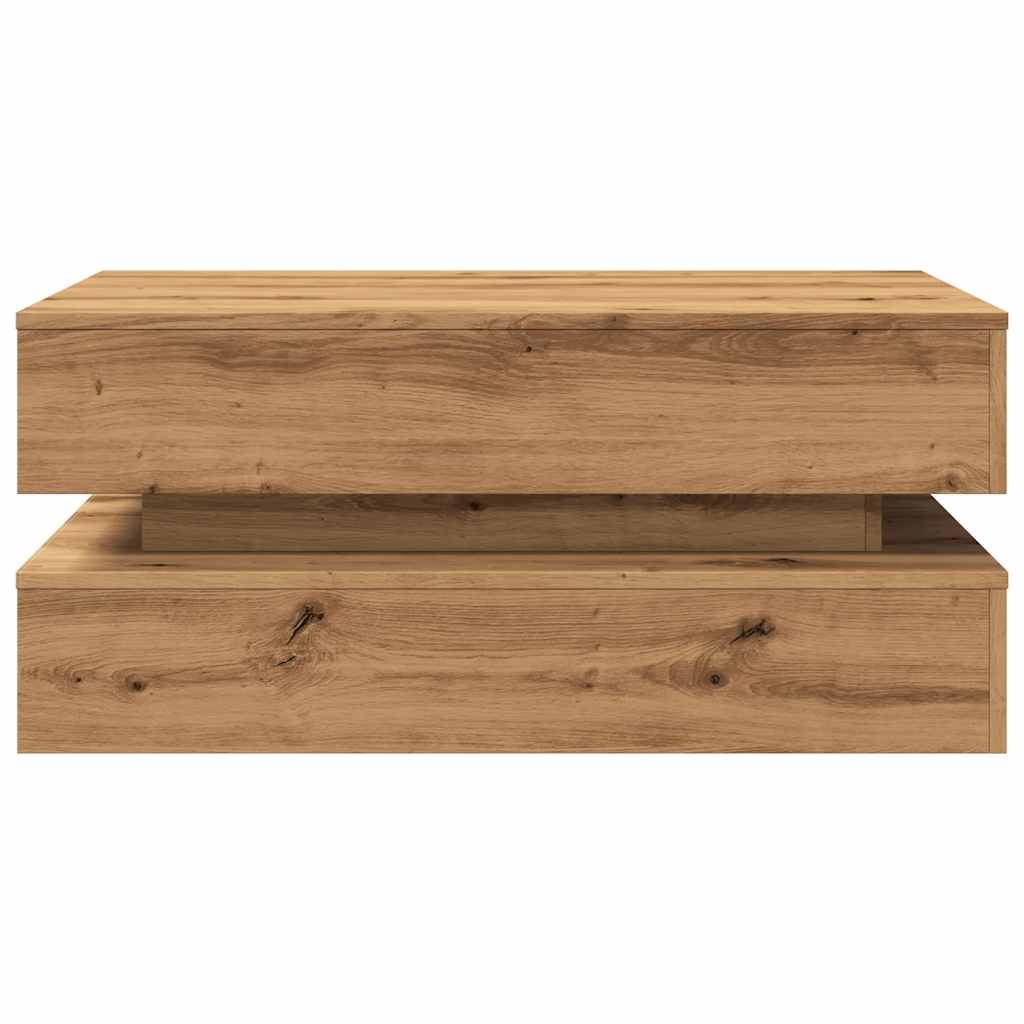 Salongbord Sofabord Artisan Eik med LED-lys 90x50x40 cm