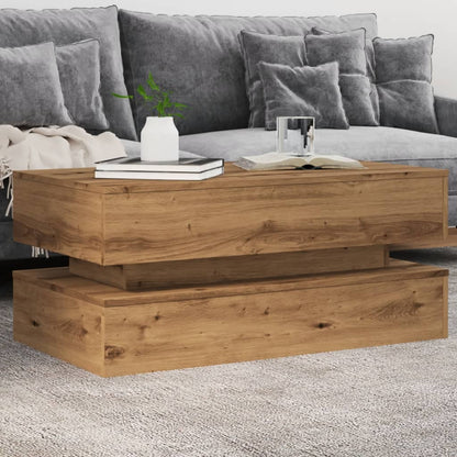 Salongbord Sofabord Artisan Eik med LED-lys 90x50x40 cm