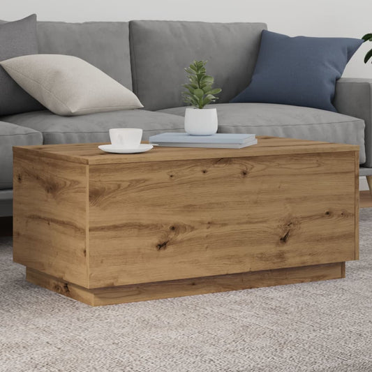 Salongbord Sofabord Brun med LED-lys 90x50x40 cm