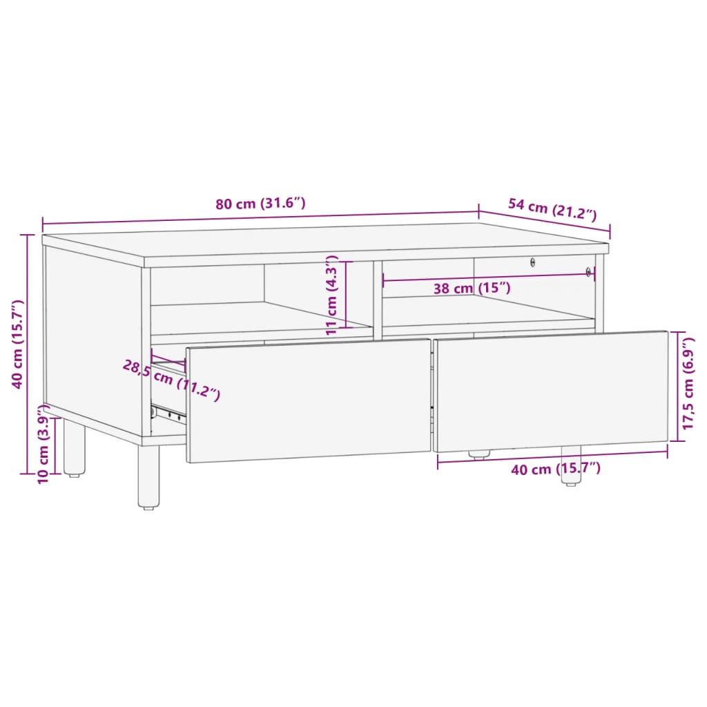 Salongbord Sofabord Svart 80x54x40 cm