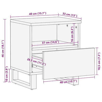 Nattbord Sengbord Svart 40x33x46 cm heltre mango