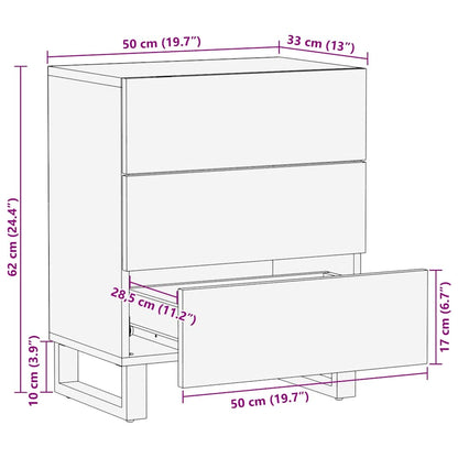 Nattbord Sengbord Svart 50x33x62 cm heltre mangotre