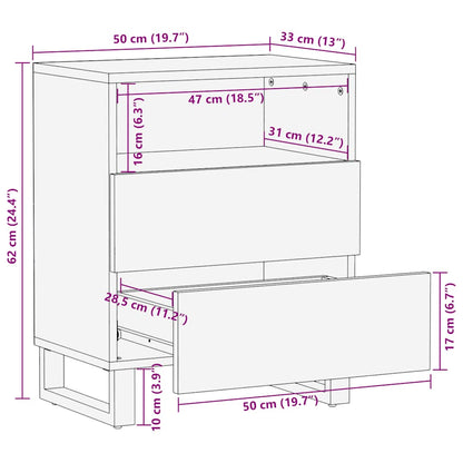 Nattbord Sengbord Svart 50x33x62 cm heltre mangotre