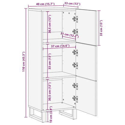Skap Svart 40x33x110 cm heltre mango