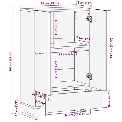 Skap Svart 60x33x100 cm heltre mango