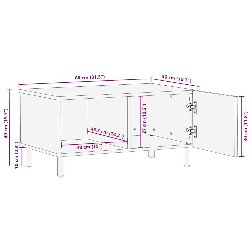 Salongbord Sofabord Brun Tre heltre furu 80x50x40 cm