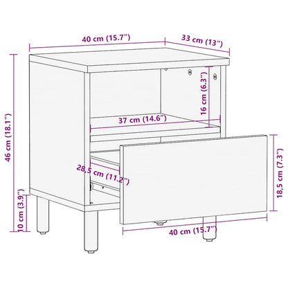 Nattbord Sengbord Tre heltre mangotre Brun 40x33x46 cm