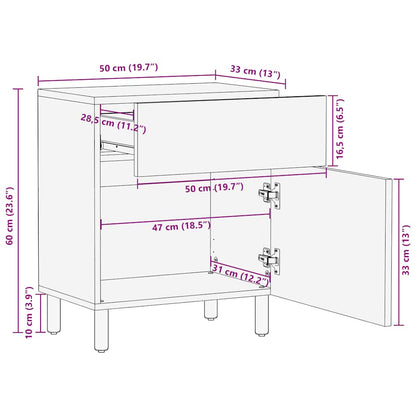 Nattbord Sengbord Tre heltre mangotre Brun 50x33x60 cm