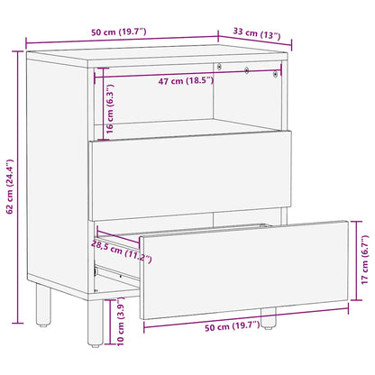 Nattbord Sengbord Tre heltre mangotre Brun 50x33x60 cm