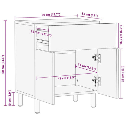 Nattbord Sengbord Brun 50x33x60 cm heltre mango
