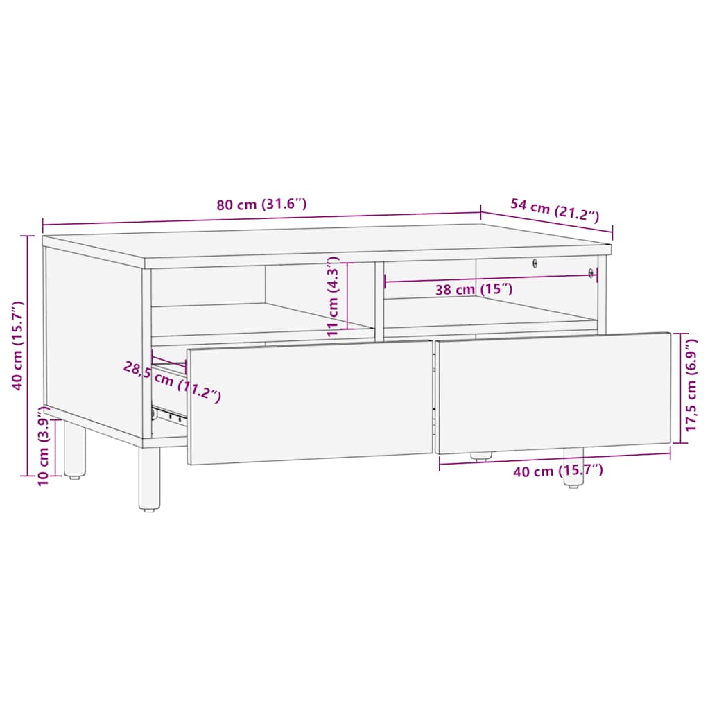 Salongbord Sofabord Brun 80x54x40 cm heltre mango