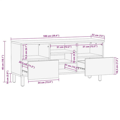 TV-Møbel Brun Tv-benk 100x33x46 cm heltre mango