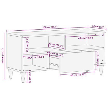 TV-Møbel Svart TV-benk 100x33x46 cm heltre mango