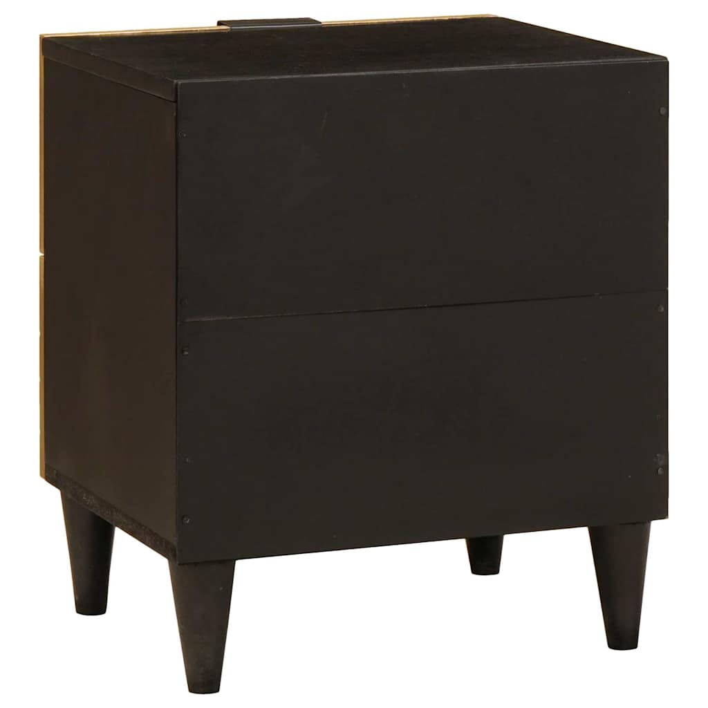 Nattbord Sengbord Svart med skuff Gull 40 x 33.5 x 46 cm heltre mango