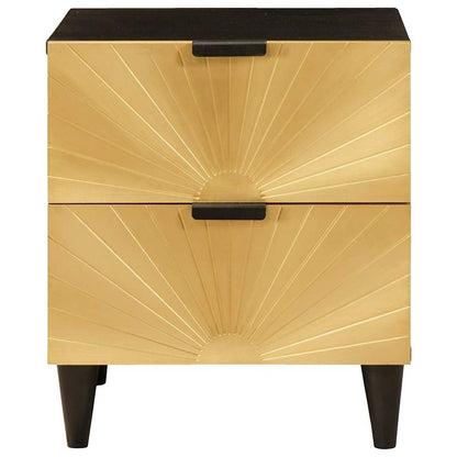 Nattbord Sengbord Svart med skuff Gull 40 x 33.5 x 46 cm heltre mango