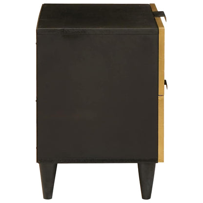 Nattbord Sengbord Svart med skuff Gull 40 x 33.5 x 46 cm heltre mango